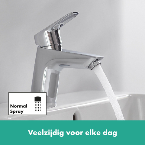 Hansgrohe Logis 1 greeps wastafelkraan - 70 met afvoerplug - hoogglans chroom 0605642