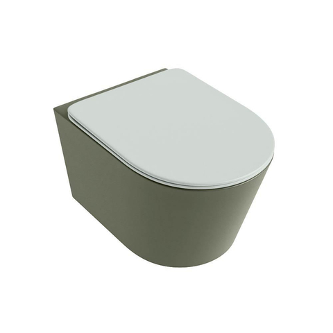 Mondiaz LAVIE hangtoilet – spoelrandloos – 36 x 53 cm – met softclose zitting – Army (groen), zitting Greey (lichtgroen/grijs) SW1208670
