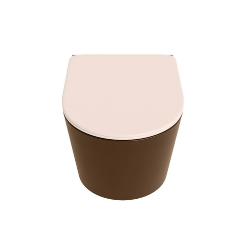 Mondiaz LAVIE hangtoilet – spoelrandloos – 36 x 53 cm – met softclose zitting – Rust (bruin), zitting Rosee (roze) SW1208690