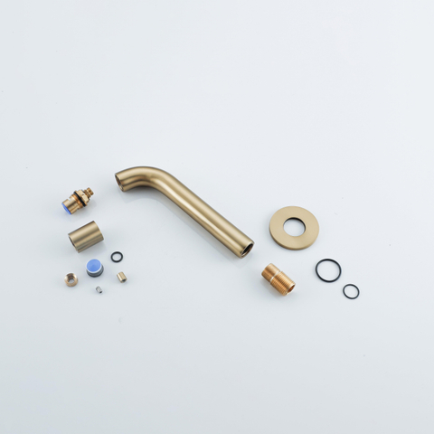 Fortifura Calvi Fonteinkraanset - inbouw - uitloop - 18cm - inkortbaar - sifon - always open plug - PVD - geborsteld messing (goud) SW1189318
