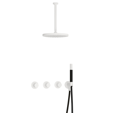 Hotbath Cobber IBS70 Regendoucheset - inbouw - 30cm plafondarm - 30cm ronde hoofddouche - staafhanddouche - mat wit SW678193