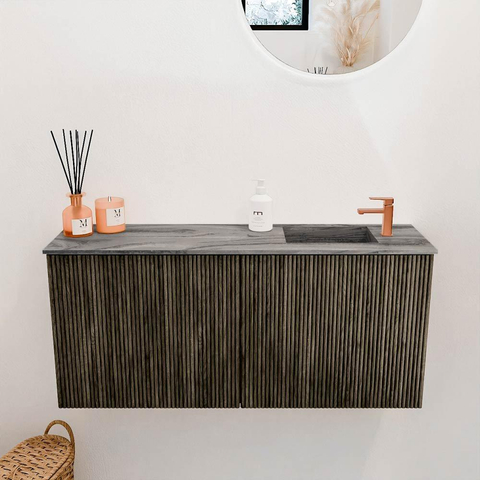 Mondiaz JOYA-DLUX 90cm toiletmeubel - kleur Shadow - Wastafel FAYE positie Rechts 1 kraangat kleur Sombra. SW1425197