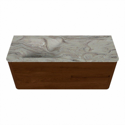 Mondiaz CIRO-DLUX Ensemble de meubles de salle de bains - 120x45x50cm - lavabo solid surface Glace - 1 vasque à gauche - sans trous de robinet - 2 tiroirs - Ruby SW1531655