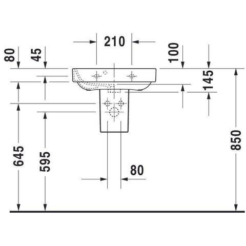 Duravit Happy D.2 Fontein - 50x36cm - 1 kraangat - met overloop - wit SW54272