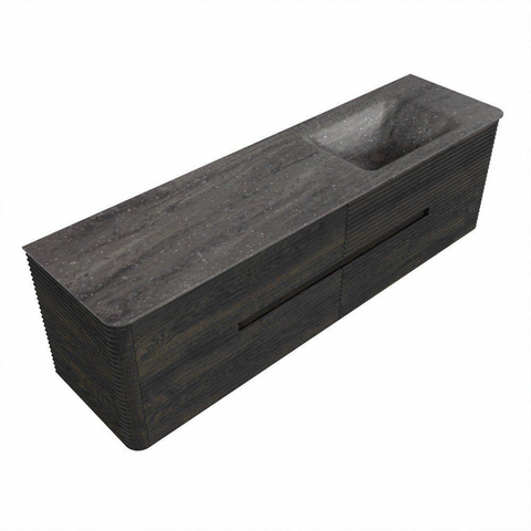 Mondiaz CIRO-DLUX Ensemble de meubles de salle de bains - 170x45x50cm - plan vasque Solid surface Oza - 1 vasque à droite - sans trous de robinetterie - 4 tiroirs - Shadow SW1532661
