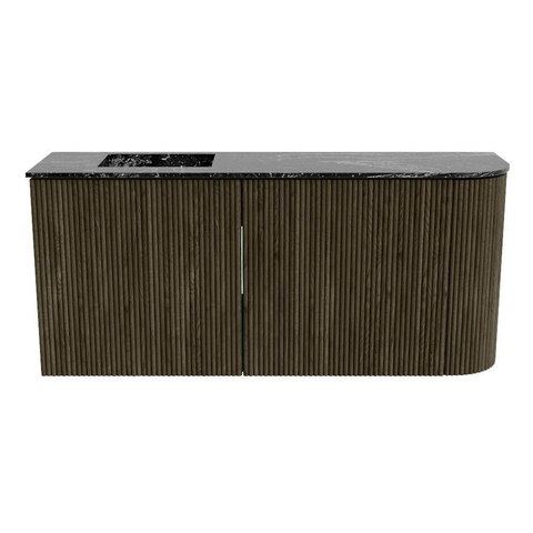 Mondiaz JOYA-DLUX Meuble de salle de bains 91,6cm - arrondi droit couleur Shadow - Vasque FAYE position Gauche Sans trou de robinet couleur Lava SW1422880