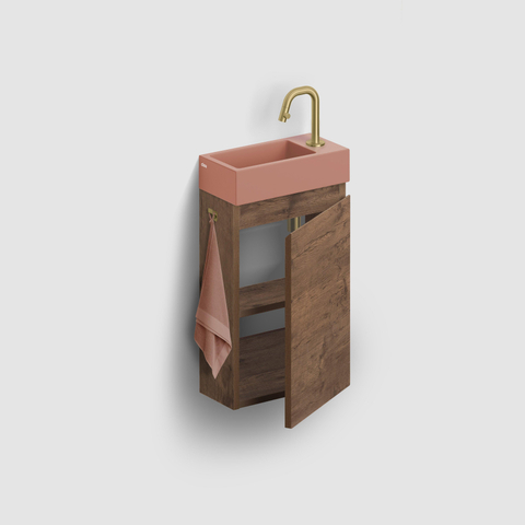 Clou InBe Meuble de lavabo pour toilettes - 36x55x18cm - droite - chêne foncé SW1209482