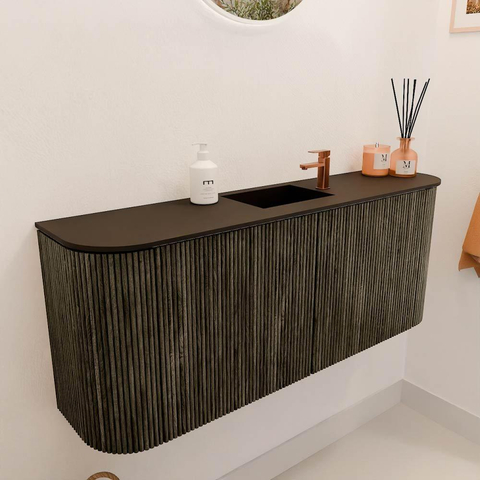 Mondiaz JOYA Meuble de salle de bains 103,2cm - arrondis gauche et droite couleur Shadow - Vasque FAYE position Milieu 1 trou de robinet couleur Urban SW1421529