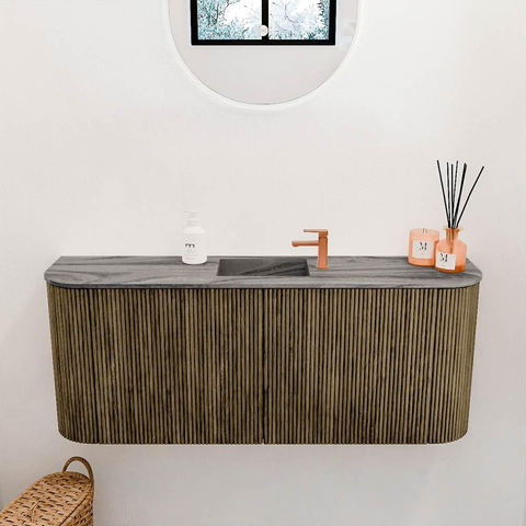 Mondiaz JOYA-DLUX 103.2cm toiletmeubel - ronding links en rechts kleur Dusk - Wastafel FAYE positie Midden 1 kraangat kleur Sombra. SW1426186