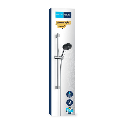 GROHE Vitalio Start 110 Ensemble barre de douche - 60cm - douchette ronde - 3 types de jets - flexible de douche lisse - chromé SW1028260