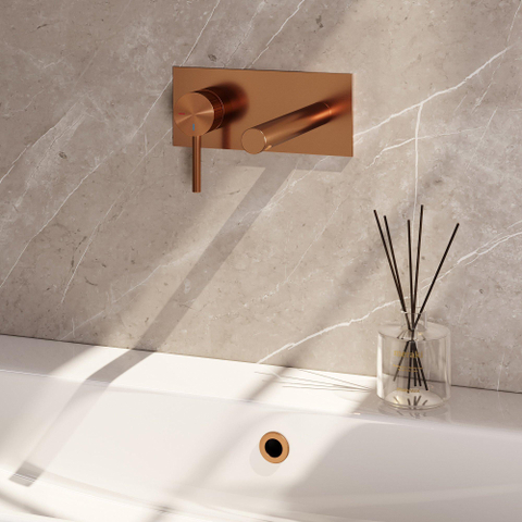BRAUER Stripe Mitigeur lavabo encastré - bec droit et plaque de recouvrement - modèle A2 - cuivre brossé PVD SW1434884