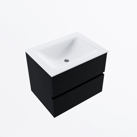 MONDIAZ VICA Meuble de salle de bains 60cm sous-vasque Urban 2 tiroirs. Lavabo CLOUD central 1 trou de robinet, couleur Talc. SW1381809