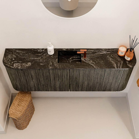 Mondiaz JOYA-DLUX Meuble de salle de bains 123,2cm - arrondi gauche et droite couleur Shadow - Vasque FAYE position Milieu 1 trou de robinet couleur Lava SW1422876
