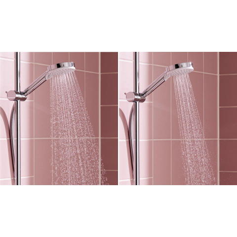 Hansgrohe Crometta e 240 - 1jet - showerpipe: - met Ecostat - 1001 CL douchekraan thermostatischHOH=15cm - met E - 24 - thermostaat - hoogglans chroom SW73205