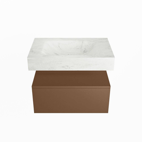MONDIAZ ALAN - DLUX Badkamermeubelset - 70cm - onderkast - Rust - 1 lade - vrijhangende wastafel - wasbak midden - 1 kraangat - Opalo SW806680