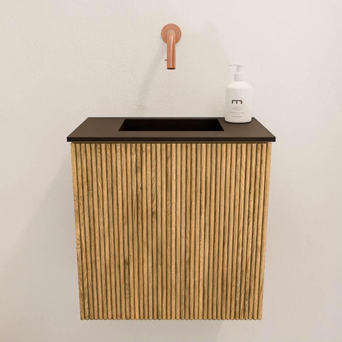 Mondiaz JOYA 40cm meuble de toilette - couleur Oak - Vasque FAYE position Milieu Sans trou de robinet couleur Urban. SW1421156