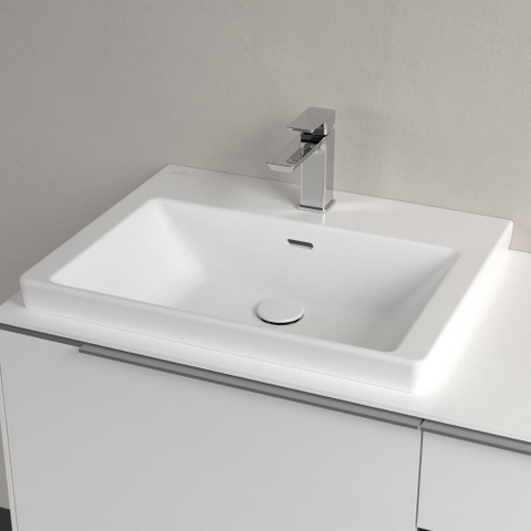 Villeroy & Boch Subway 3.0 lavabo - 60x47x16.5cm - 1 trou de robinet - stone white mat SW701569