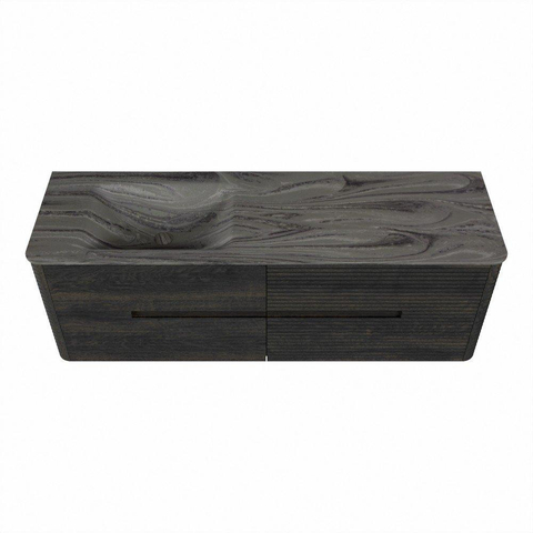 Mondiaz CIRO-DLUX Badkamermeubelset - 150x45x50cm - Solid surface wastafel Sombra - 1 wasbak Links - zonder kraangaten - 4 lades - Shadow SW1532771