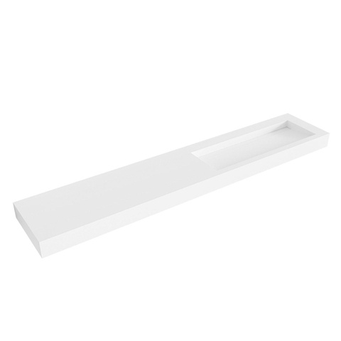 Mondiaz AVON wastafel - 240x46x12cm - wasbak rechts - zonder kraangat - talc (wit) SW438732