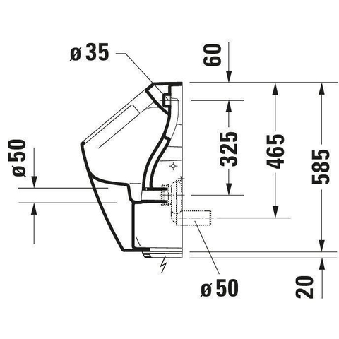 Duravit Me by starck Urinoir - spoelrandloos elektronisch - met netvoeding - zonder vlieg - 30x35cm - inclusief complete sturing en bevestiging - met wondergliss - wit SW84207