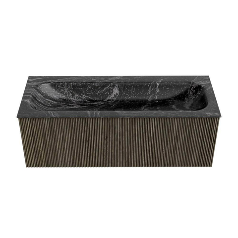 Mondiaz KURVE-DLUX Ensemble de meubles de salle de bains - 120x46x40cm - 1 tiroir - lavabo solid surface - central - 1 trou de robinet - Shadow SW1414665