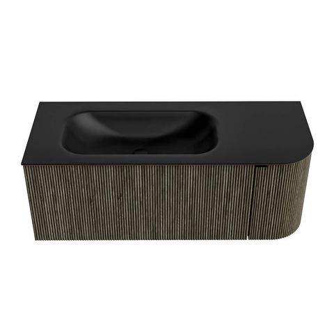 Mondiaz KURVE Badkamermeubelset - 115x46x40cm - 1 lade - 1 deur - wastafel solid surface - links - zonder kraangat - Shadow SW1414256