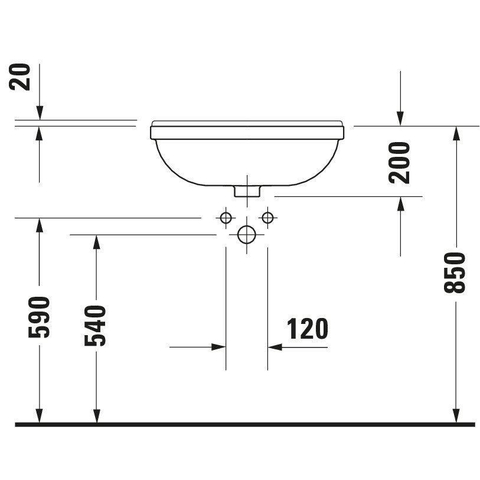 Duravit Starck 3 Philippe Starck - 3 halfinbouw wastafel - 55x46cm - wit 0316415