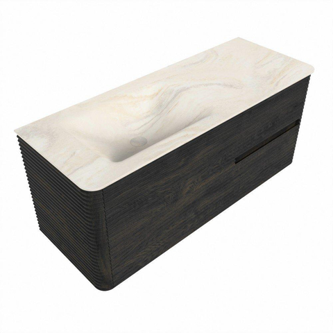 Mondiaz CIRO-DLUX Ensemble de meubles de salle de bains - 120x45x50cm - plan-vasque Solid surface Ostra - 1 vasque à gauche - sans trous de robinetterie - 2 tiroirs - Shadow SW1532482