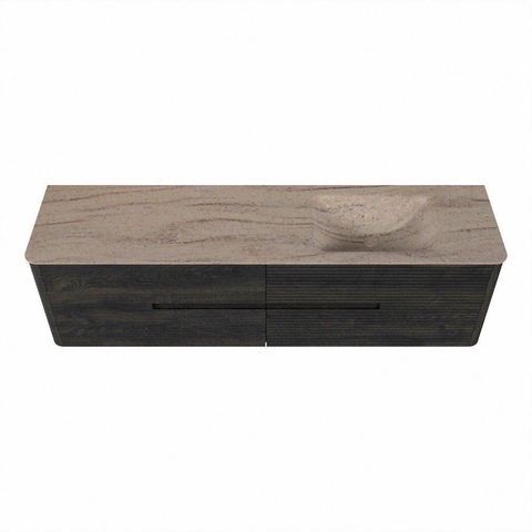 Mondiaz CIRO-DLUX Ensemble de meubles de salle de bains - 180x45x50cm - Plan vasque Solid surface Saba - 1 vasque à droite - sans trous de robinetterie - 4 tiroirs - Shadow SW1532729