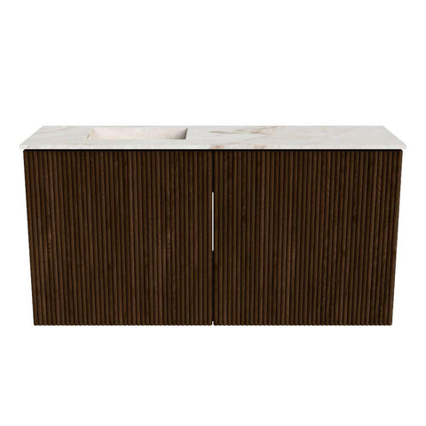 Mondiaz JOYA-DLUX 80cm toiletmeubel - kleur Walnut - Wastafel FAYE positie Links Zonder kraangat kleur Frappe. SW1422265