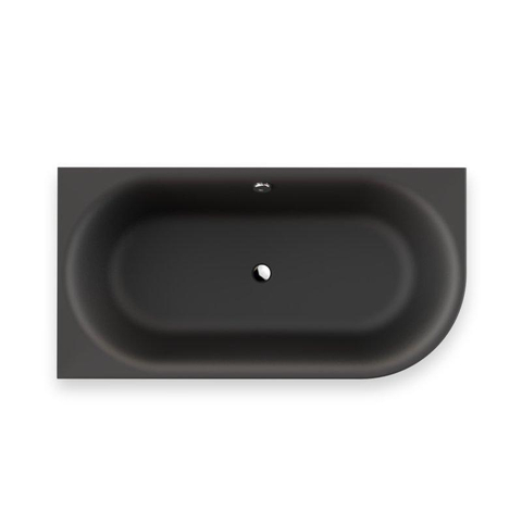 Plieger Kansas Baignoire d'angle - 155x80x60cm - angle gauche - avec arrivée d'eau - avec garniture de vidage et de trop-plein - avec pieds - acrylique - noir mat SW1027765