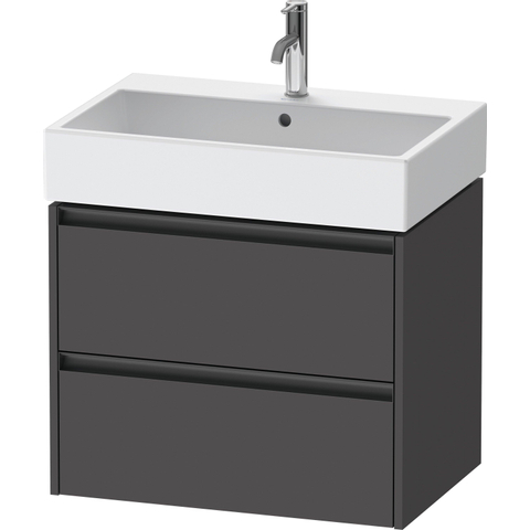 Duravit Ketho.2 Wastafelonderbouwkast - met 2 laden - 68.4x46x54.9cm - met grepen antraciet - grafiet mat SW772360
