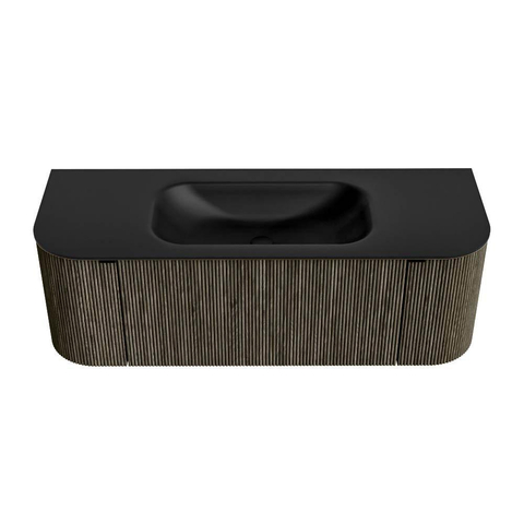 Mondiaz KURVE Ensemble de meuble de salle de bains - 130x46x40cm - 1 tiroir - 2 portes - lavabo solid surface - central - 1 trou de robinet - Shadow SW1414182