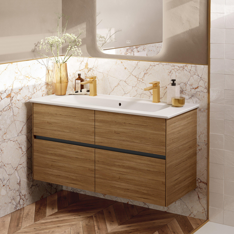 Villeroy & Boch venticello meubelwastafel - met 2 kraangaten - 120x50cm - met overloop CeramicPlus - Stone White (mat wit) SW209622