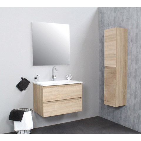 Basic Bella hoge kast - 145x30x30cm - 2 deuren - greeploos - eiken SW398050