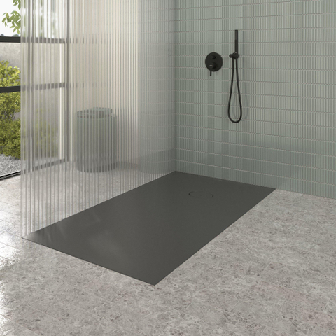 Villeroy & Boch Ecora douchebak - 160x90x4.5cm - afvoer korte zijde - anthracite (antraciet) SW1559008