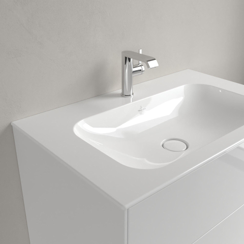 Villeroy & Boch finion meubelwastafel - 1 kraangat - 80x50cm CeramicPlus - zonder overloop - White Alpine (glans wit) SW106520