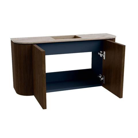 Mondiaz JOYA-DLUX 83.2cm meuble de salle de bains WC - arrondis gauche et droite couleur Noyer - Vasque FAYE position Milieu Sans trou de robinet couleur Arena SW1424388