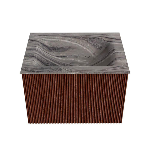 MONDIAZ KURVE-DLUX Meuble de salle de bains 60cm couleur Ruby avec 1 tiroir et 0 porte. Lavabo CLOUD Central sans trou de robinet Sombra. SW1433919