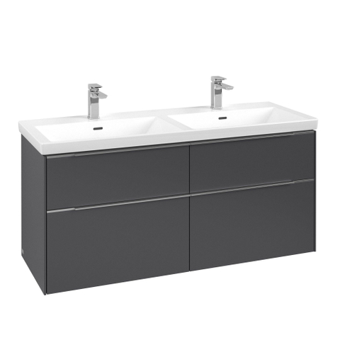 Villeroy & Boch Subway 3.0 wastafelonderkast - 127.2x57.9cm - 4 lades - Graphite (grijs) SW641559