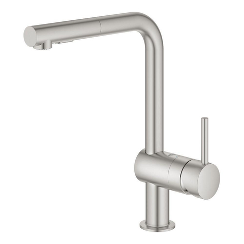 Grohe Minta Keukenkraan - hoog - uittrekbare l uitloop - 2 straalsoorten - Brushed Supersteel (RVS) 0467946