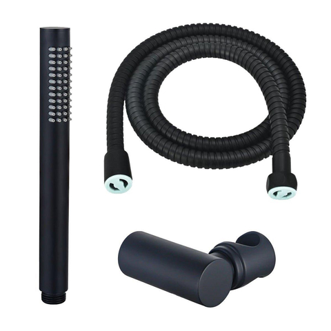 Fortifura Calvi Handdoucheset - 22.5cm - staaf - met houder - anti-twist - slang - 150cm - mat zwart SW809506