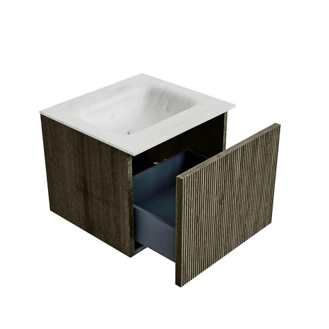 Mondiaz KURVE-DLUX Ensemble meuble de salle de bains - 50x46x40cm - 1 tiroir - lavabo solid surface - central - sans trou de robinet - Shadow SW1414404