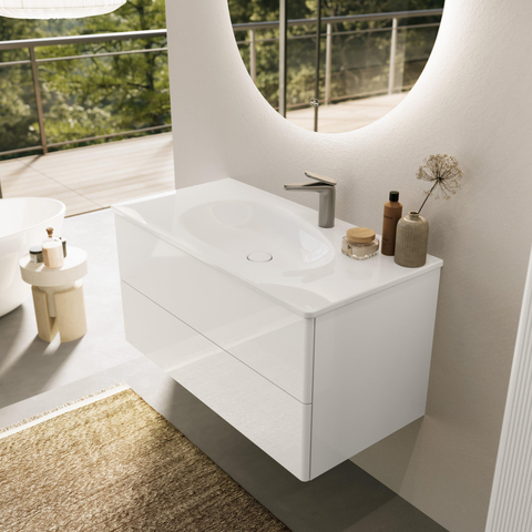 Villeroy & Boch Antao 1 greeps wastafelkraan - 140mm - met push open afvoergarnituur - Brushed Nickel (rvs) SW974161
