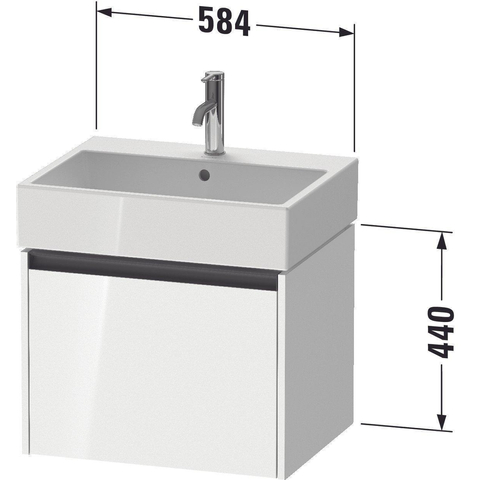 Duravit Ketho.2 Wastafelonderbouwkast - met 1 lade - 58.4x46x44cm - met greep antraciet - eiken terra mat SW773043