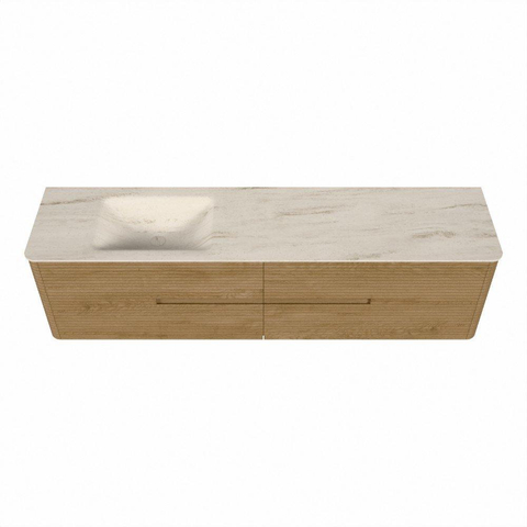 Mondiaz CIRO-DLUX Ensemble de meubles de salle de bains - 190x45x50cm - Plan-vasque en solid surface Meli - 1 bassin à gauche - 1 trou de robinet - 4 tiroirs - Chêne SW1531151