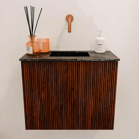 Mondiaz JOYA-DLUX 50cm toiletmeubel - kleur Ruby - Wastafel FAYE positie Midden Zonder kraangat kleur Lava. SW1423606