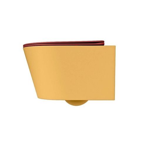 Mondiaz LAVIE WC suspendu – sans bride – 36 x 53 cm – avec abattant softclose – Ocher (jaune), abattant Fire (rouge) SW1208620