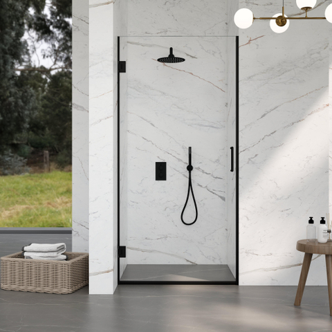 FugaFlow Eccelente Vetro Cabine de Douche - 90x140x200cm - charnières - poignée de porte - barre de stabilisation - plat - verre de sécurité clair - Acier brossé Gunmetal PVD (Anthracite) SW1222611