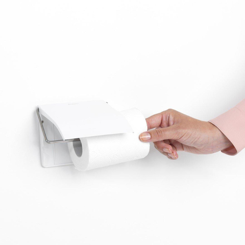 Brabantia ReNew Porte-rouleau toilette- avec couvercle - blanc SW237216